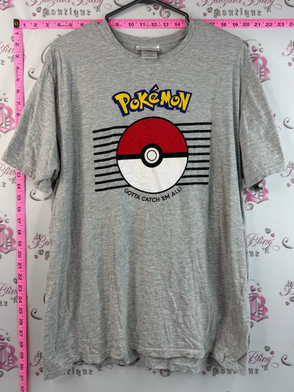 Pokemon T-shirt grey red black Gray T‑Shirt with Red & White Poké Ball Graphic